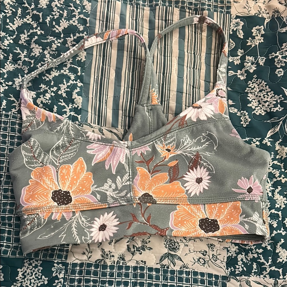 Gray and Orange Sleeveless Crop Bustier Tank Top